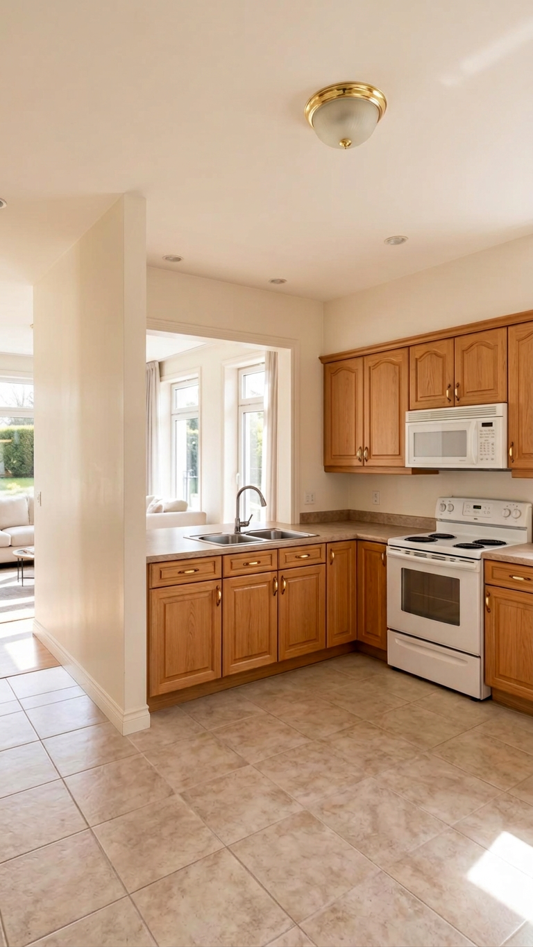 Cuisine ouverte sur séjour avant travaux