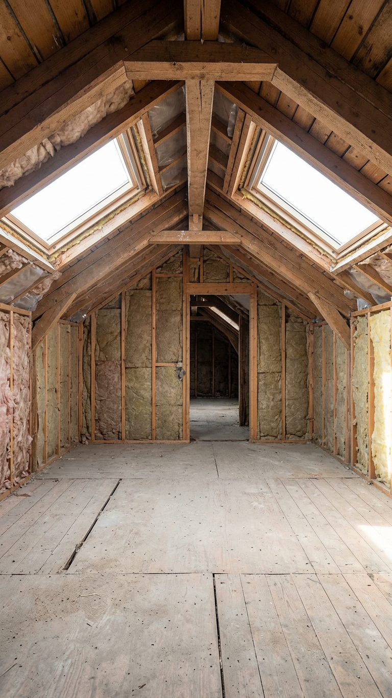 Combles aménagés en suite parentale avant travaux