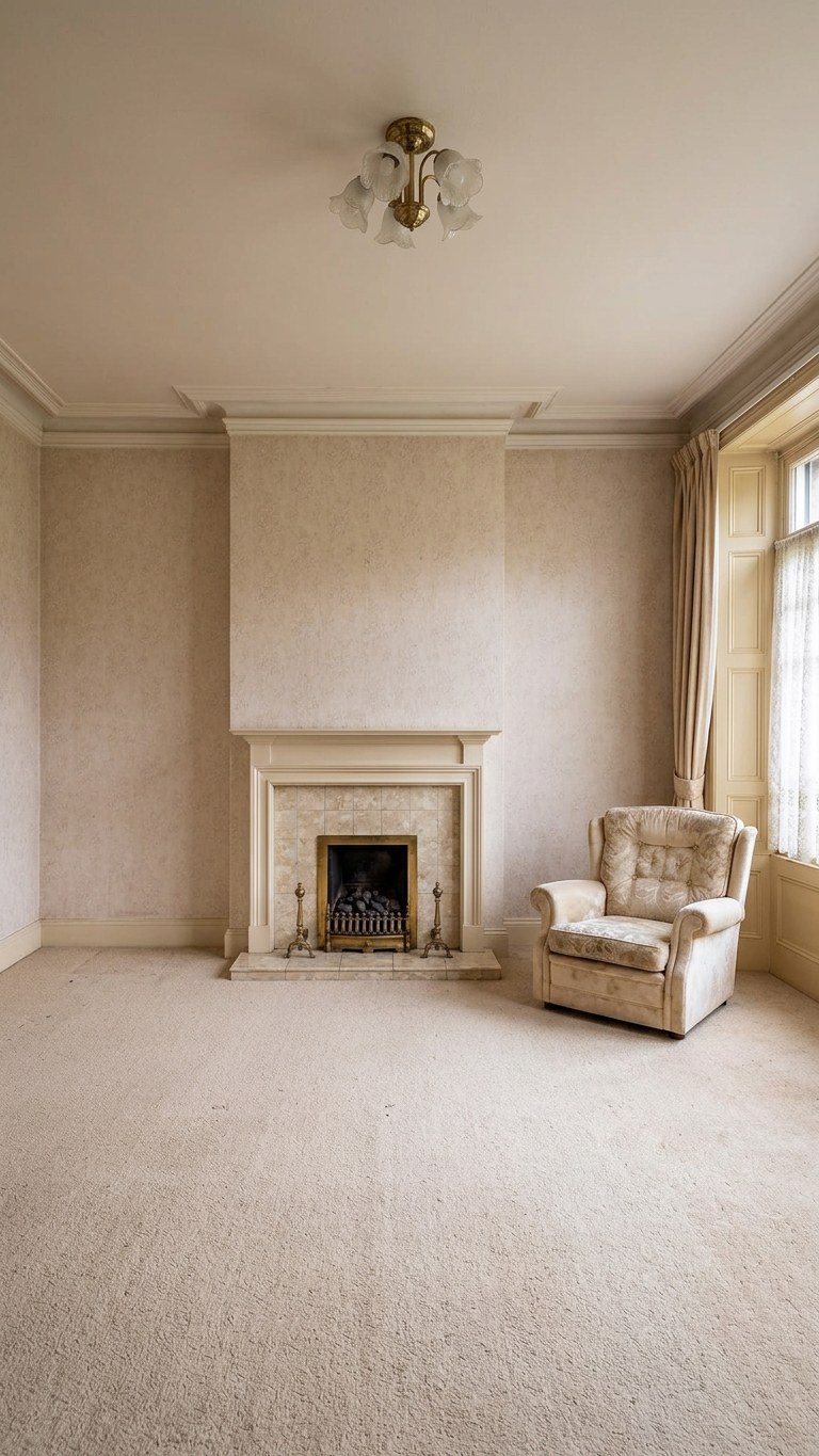 Salon réagencé & parquet chêne avant travaux