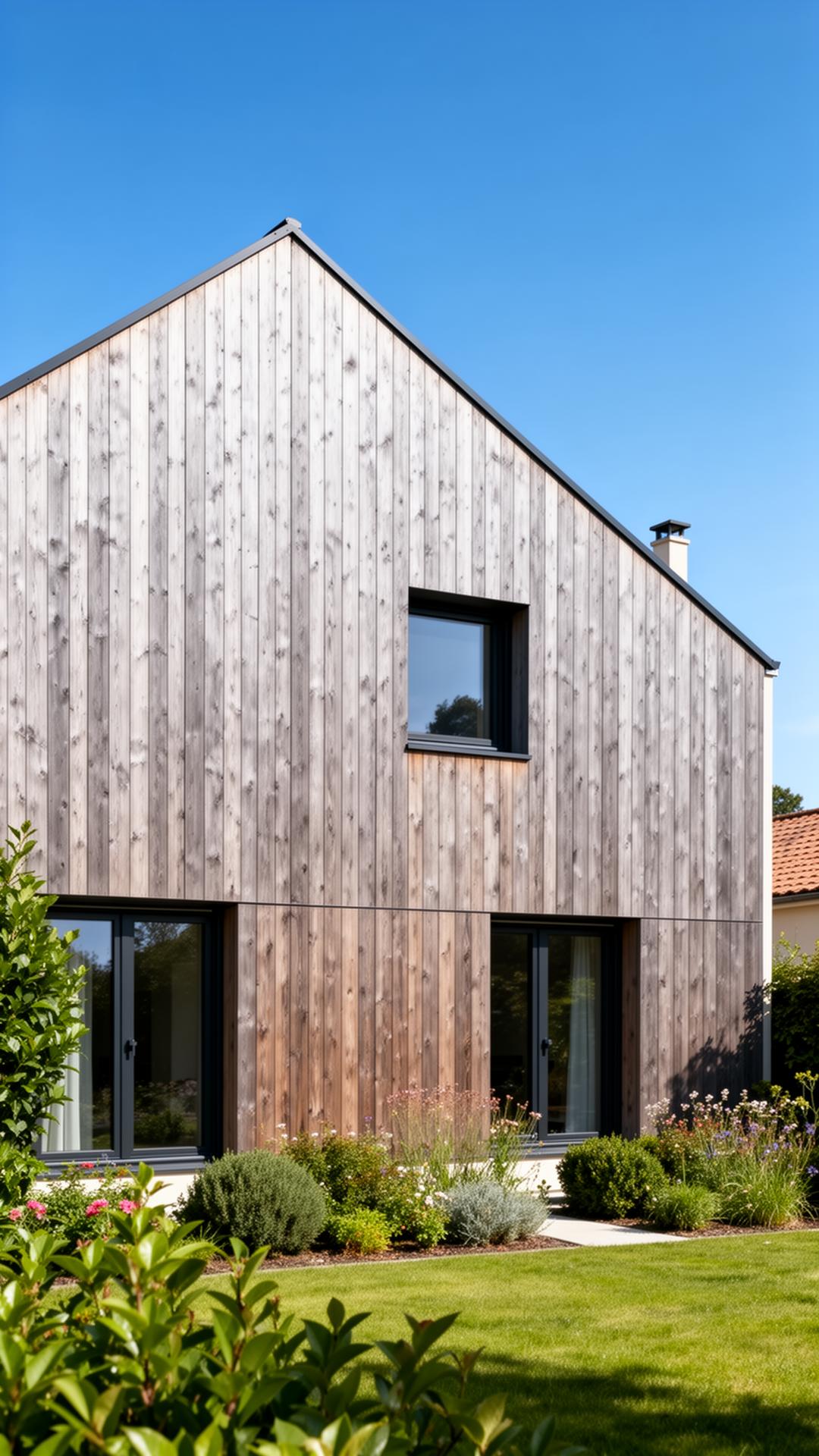 Bardage bois sur pignon contemporain