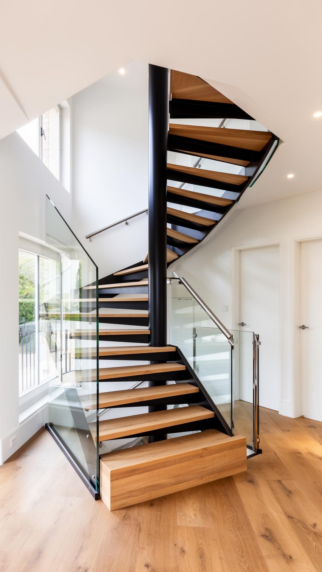 Escalier design métal & chêne