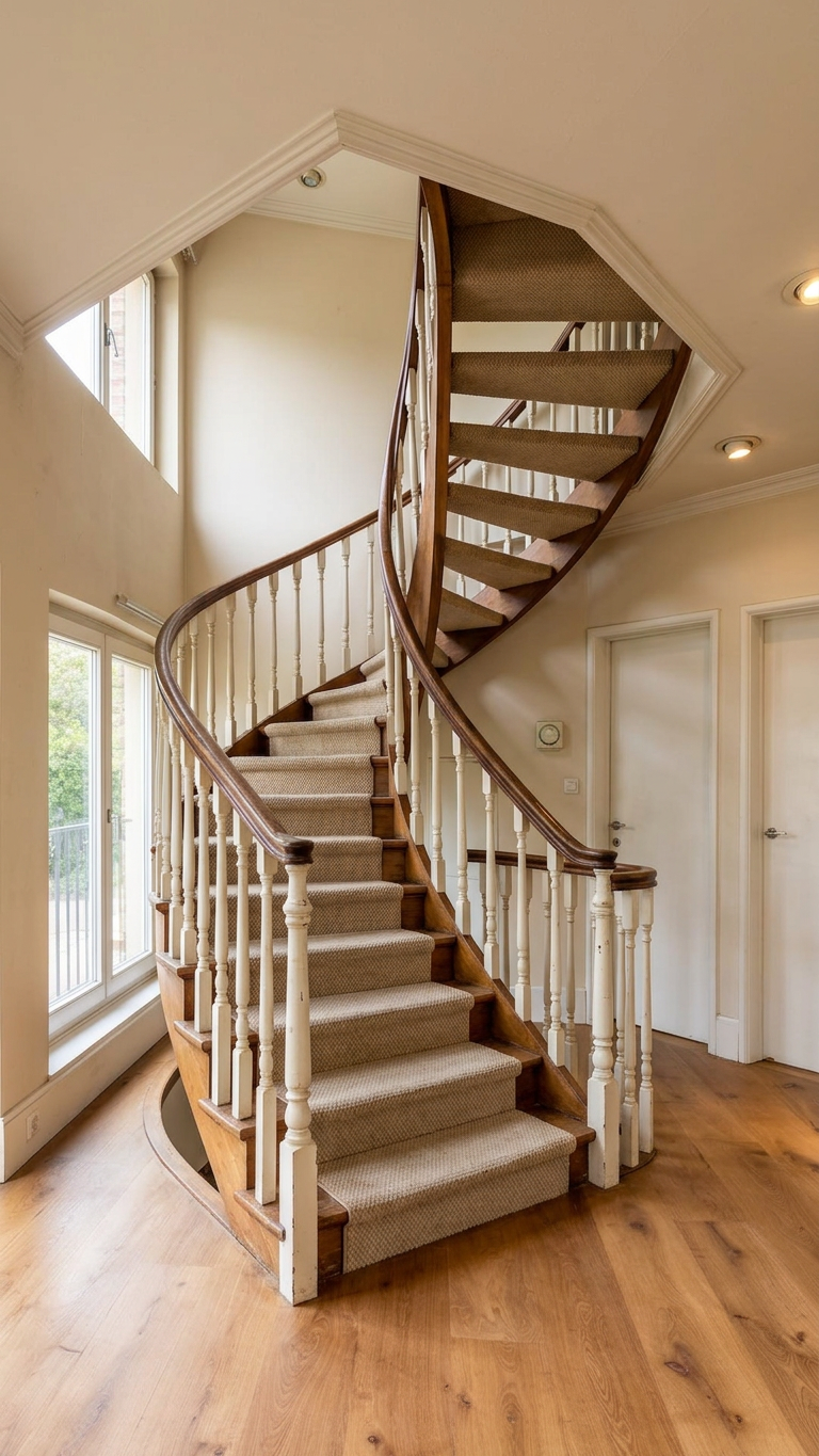 Escalier design métal & chêne avant travaux